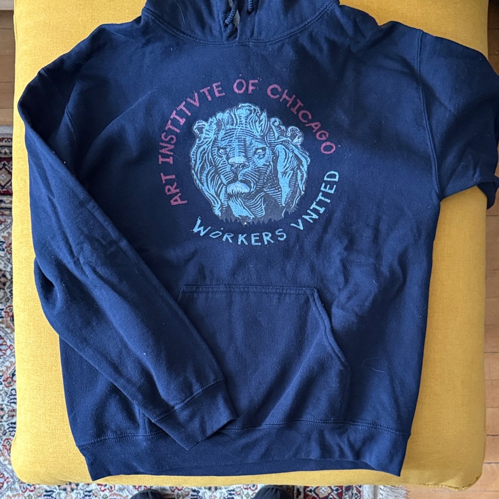 Gildan Navy Art Institute of Chicago workers union Hoodie